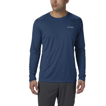 Columbia PFG Zero Rules Long Sleeve, Sudaderas Grises Oscuro Para Hombre | 319085-PSK